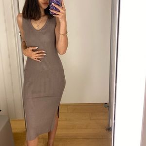 Brown midi dress